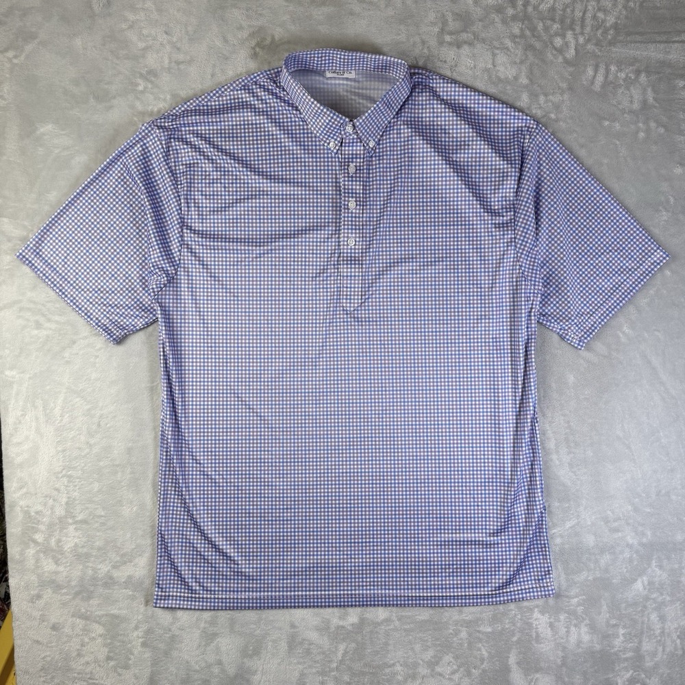 Collars and Co Polo Men's 3X Purple Plaid 1/4 Button Down Gingham Spring Golf